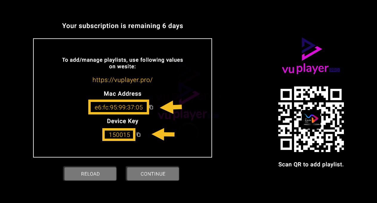 MAC and Device Key Vu Player